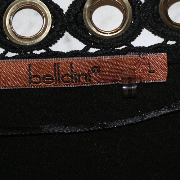 BELLDINI Jacket Open Front Grommet Detail Lace Panel Stretch Knit Black Large - Picture 8 of 15